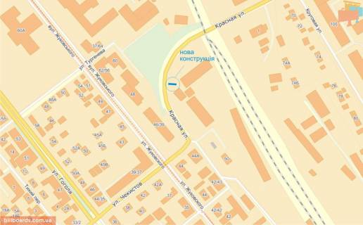 Билборд A в Запорожье, 3х6  вул. Червона/вул. Залізнична схема